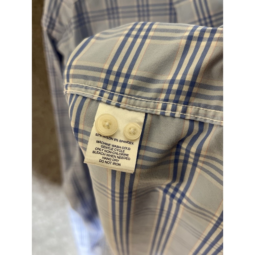 Untuckit Long Sleeve Button Up Shirt Mens Size XXL Blue Pink Nylon Stretch - Picture 4 of 6